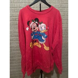 Disney Mickey Mouse Donald Duck‎ Christmas Sweater XXL Red Holiday Graphic Knit